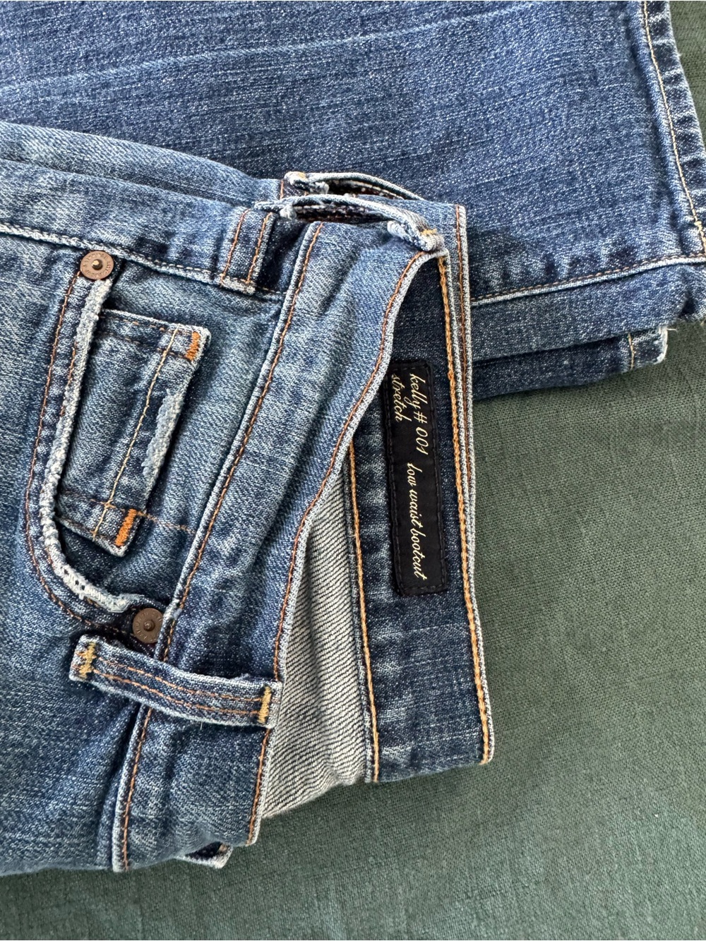 Vintage Citizens of Humanity low Blue Denim Jeans with Contrast Stitching